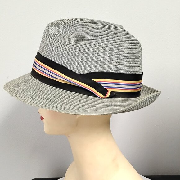 ❤️Retro DOBBS FIFTH AVENUE NY Slate Unisex Panama Straw Fedora Hat 7 1/4 - Picture 1 of 10